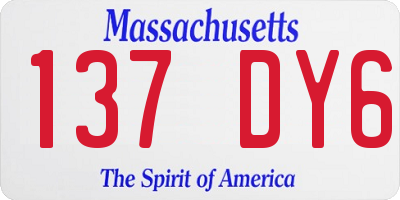 MA license plate 137DY6