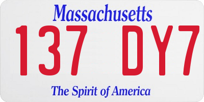 MA license plate 137DY7
