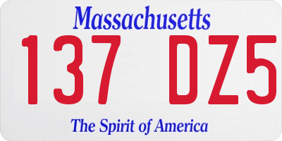 MA license plate 137DZ5