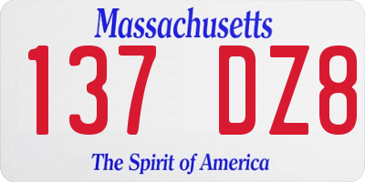 MA license plate 137DZ8