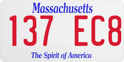 MA license plate 137EC8