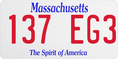 MA license plate 137EG3