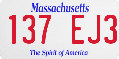 MA license plate 137EJ3