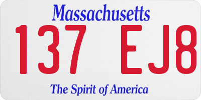 MA license plate 137EJ8