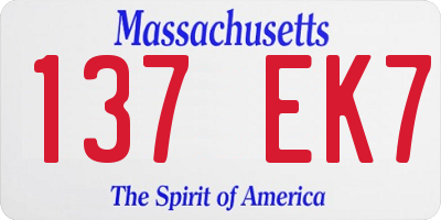 MA license plate 137EK7