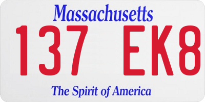 MA license plate 137EK8