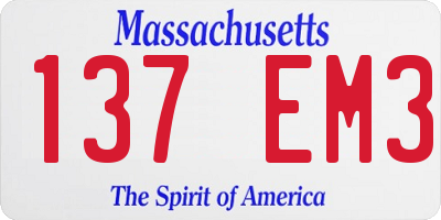 MA license plate 137EM3