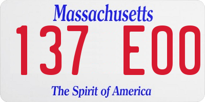 MA license plate 137EO0