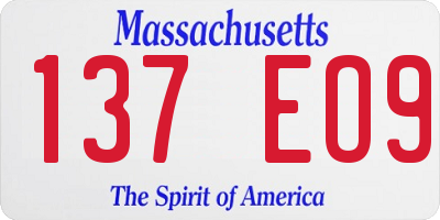 MA license plate 137EO9