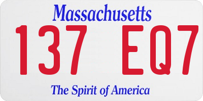 MA license plate 137EQ7