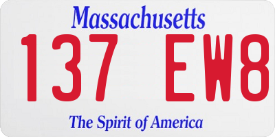 MA license plate 137EW8