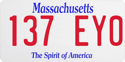 MA license plate 137EY0