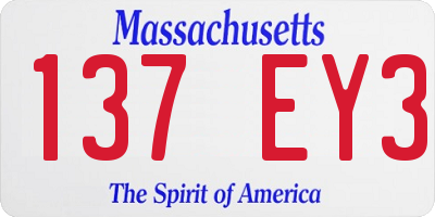 MA license plate 137EY3