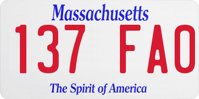 MA license plate 137FA0
