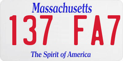 MA license plate 137FA7