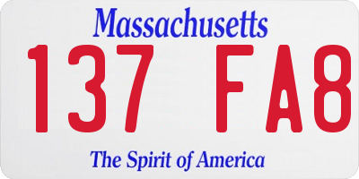MA license plate 137FA8