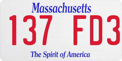 MA license plate 137FD3