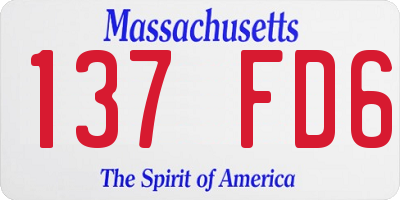MA license plate 137FD6