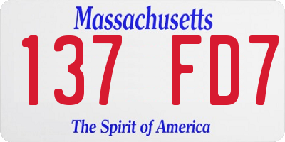 MA license plate 137FD7
