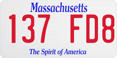 MA license plate 137FD8