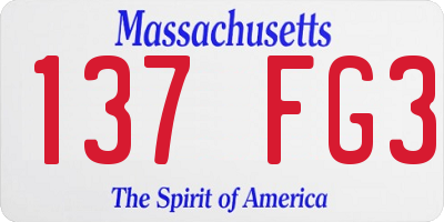 MA license plate 137FG3
