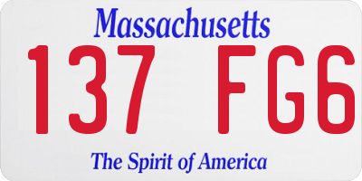MA license plate 137FG6