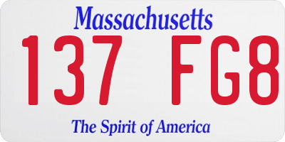 MA license plate 137FG8