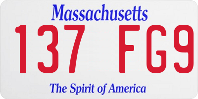 MA license plate 137FG9