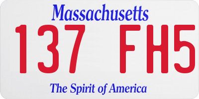 MA license plate 137FH5