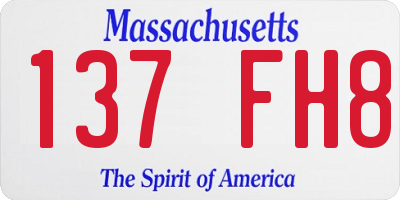 MA license plate 137FH8