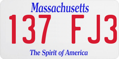 MA license plate 137FJ3