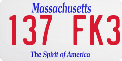 MA license plate 137FK3