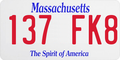 MA license plate 137FK8