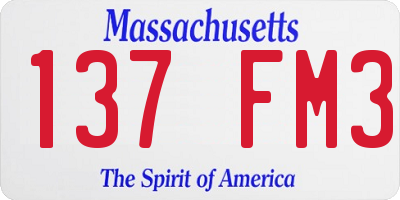 MA license plate 137FM3