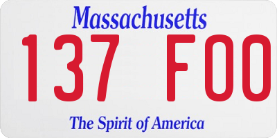 MA license plate 137FO0