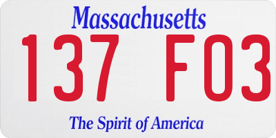 MA license plate 137FO3