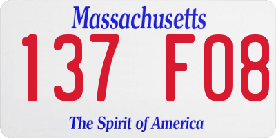 MA license plate 137FO8