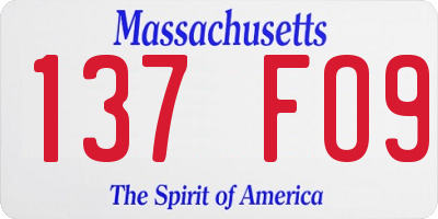 MA license plate 137FO9