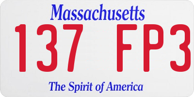 MA license plate 137FP3