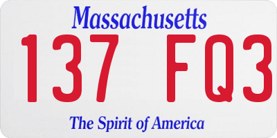 MA license plate 137FQ3