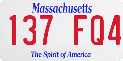 MA license plate 137FQ4