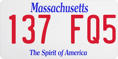 MA license plate 137FQ5