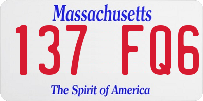 MA license plate 137FQ6