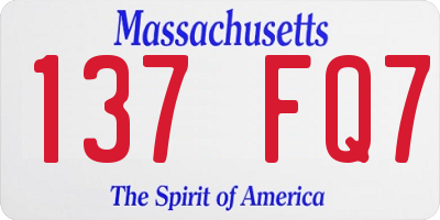 MA license plate 137FQ7