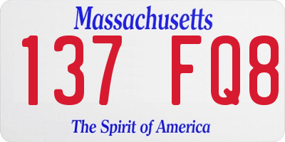 MA license plate 137FQ8