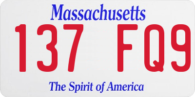MA license plate 137FQ9