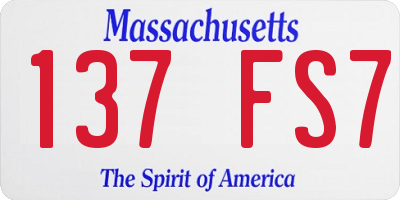 MA license plate 137FS7