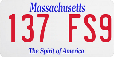 MA license plate 137FS9