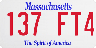 MA license plate 137FT4
