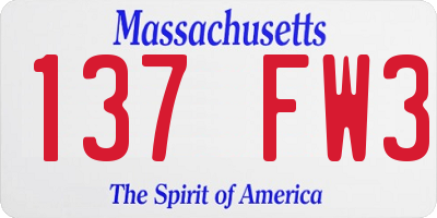 MA license plate 137FW3